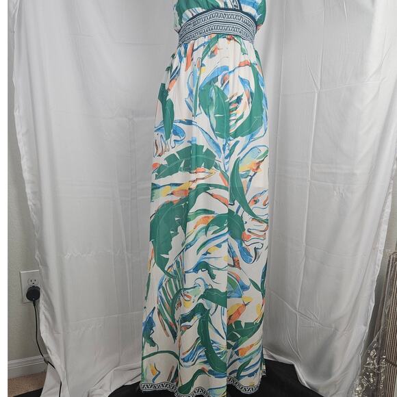 Jealous Tomato Halter Maxi Dress Women Small White Tropical Boho Resort Vacation - Picture 4 of 11